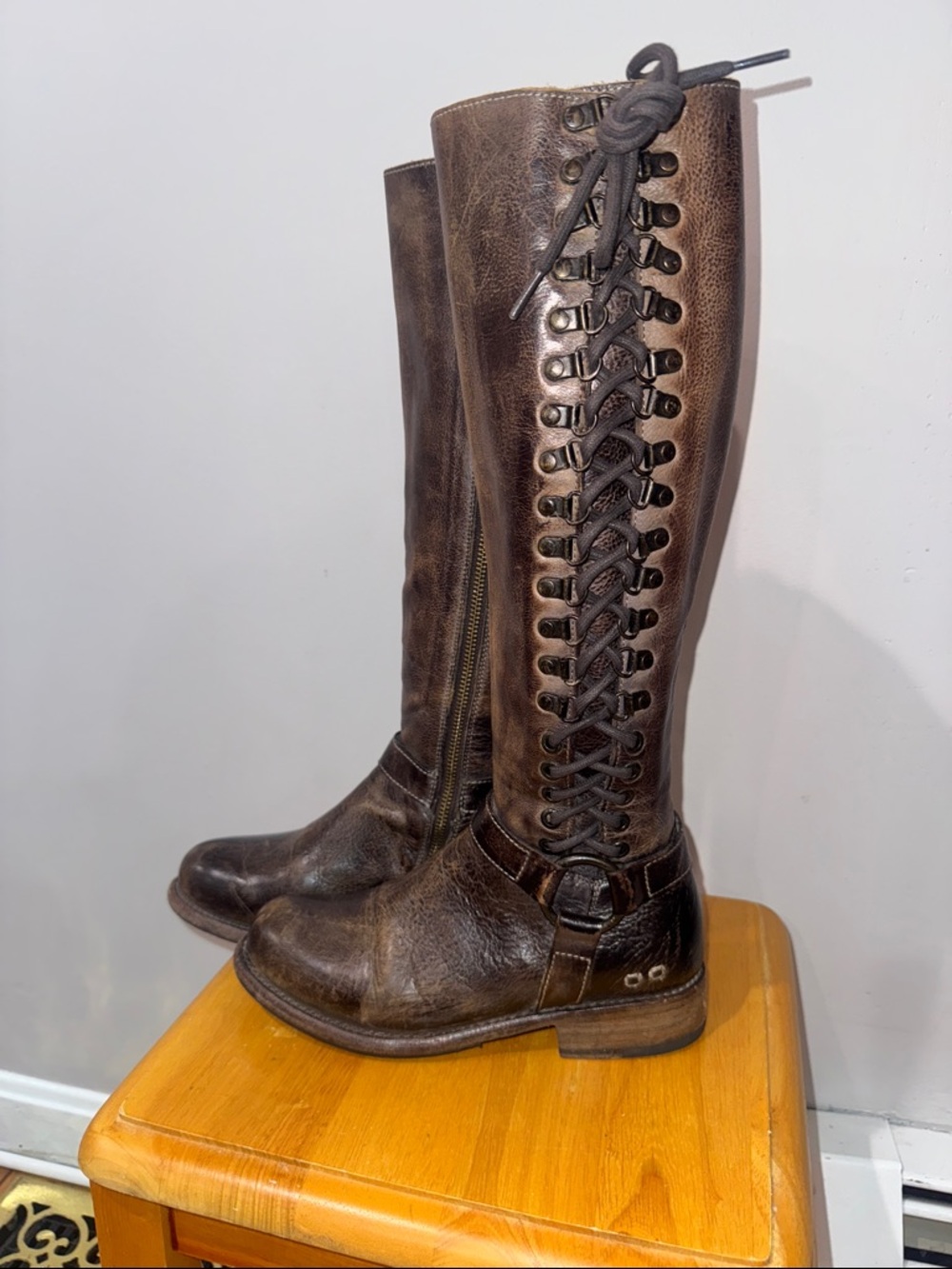never worn! bed stu burnley lace up tall boots size 6.5